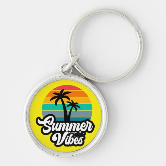 Zomerstemming met Palmboomontwerp Sleutelhanger (Voorkant)