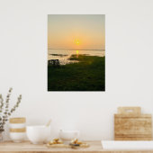 Zomerstemming | Ombre Strand Zon & Zand Monogram Poster (Keuken)