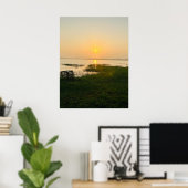 Zomerstemming | Ombre Strand Zon & Zand Monogram Poster (Thuiskantoor)