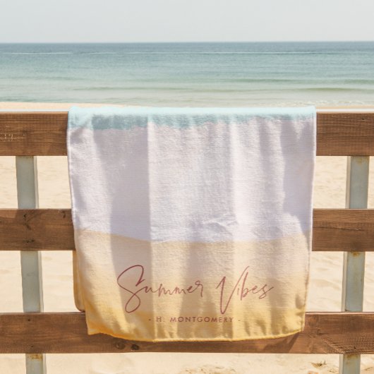 Zomerstemming | Ombre Strand Zon & Zand Monogram Strandlaken