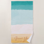 Zomerstemming | Ombre Strand Zon & Zand Monogram Strandlaken (Voorkant)