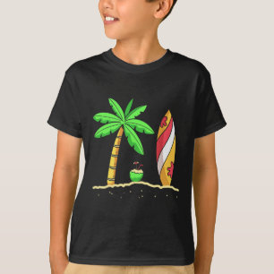 Zomerstemming Palmboom Surfplank Surfer Kokosnoot  T-shirt
