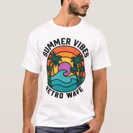 Zomerstemming Retro Golf Stijl Zonsondergang Palmb T-shirt