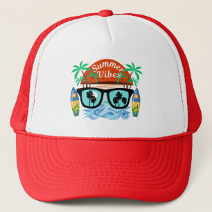 Zomerstemming Retro Palmboom Zonnebril Strand Zonn Trucker Pet