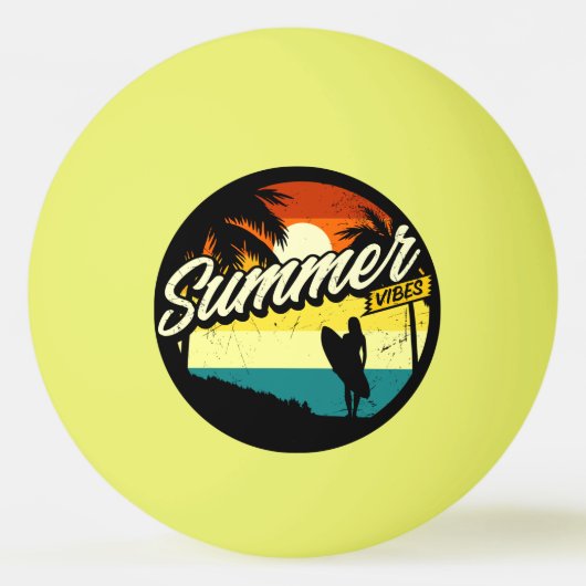 Zomerstemming Retro Silhouet Pingpongbal (Voorkant)