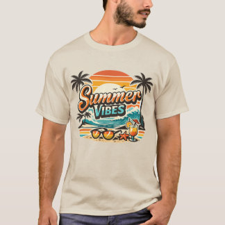 Zomerstemming Retro Strand Tropische Vakantie T-shirt
