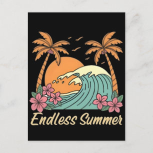 Zomerstemming Retro Strand-Vintage Kust Zonneschij Feestdagenkaart