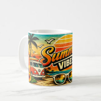 Zomerstemming Retro Strand Zonsondergang Koffiemok