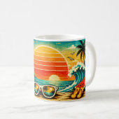 Zomerstemming Retro Strand Zonsondergang Koffiemok (Voorkant rechts)