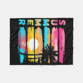 Zomerstemming Retro Strand Zonsondergang Palmboom Fleece Deken (Voorkant (Horizontaal))