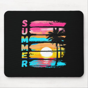 Zomerstemming Retro Strand Zonsondergang Palmboom Muismat