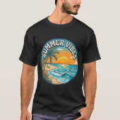 Zomerstemming Retro Strand Zonsondergang T-Shirt (Voorkant)
