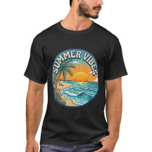 Zomerstemming Retro Strand Zonsondergang T-Shirt