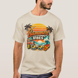 Zomerstemming Retro Strand Zonsondergang  T-shirt