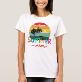 Zomerstemming Retro Zonsondergang Dames T-shirt
