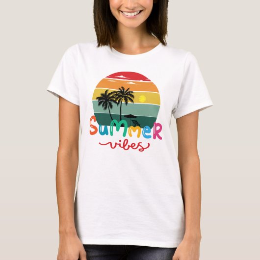 Zomerstemming Retro Zonsondergang Dames T-shirt (Voorkant)