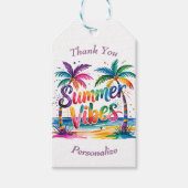 Zomerstemming Tropische Palmboom Eiland Oceaan Cadeaulabel (Voorkant)