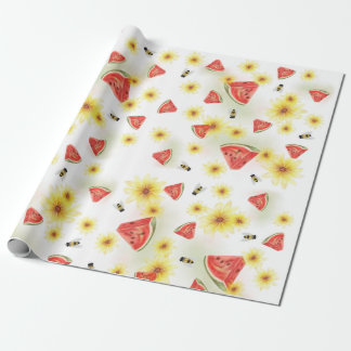 Zomerstemming: Watermeloen, Zonnebloemen en Bij Cadeaupapier