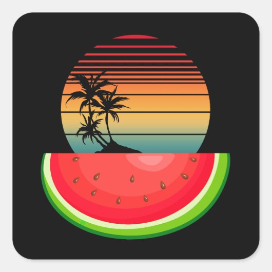 Zomerstemming Zonsondergang Watermeloen Vierkante Sticker (Voorkant)