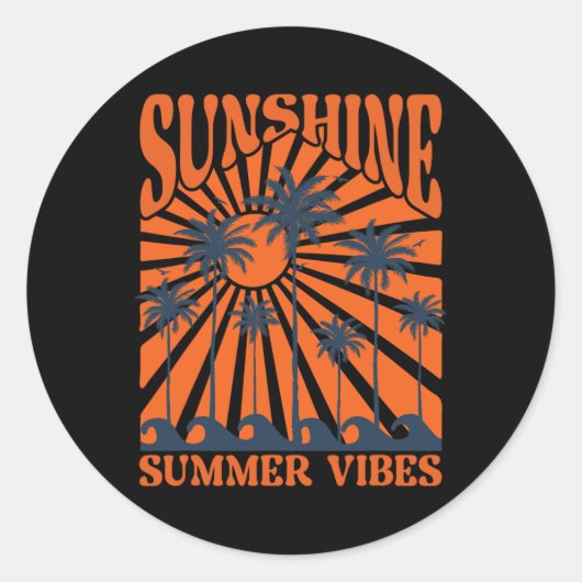 Zomerstemming, Zonsondergangsgolf, Zonneschijnpara Ronde Sticker (Voorkant)