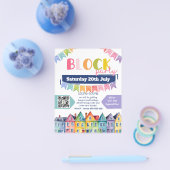 zomerstraat feestblok BBQ fondsenwerving Flyer (Enkel)