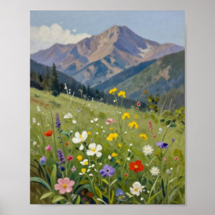 Zomerstraling: Een Levendig Bloemenweiland Onder Poster