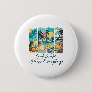 Zomerstraling Strandvakantie Zout Water Geneest Ie Ronde Button 5,7 Cm