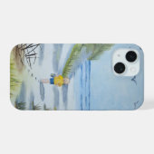 Zomerstrand Aquarel iPhone 15 Case (Achterkant horizontaal)