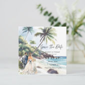 Zomerstrand Bestemming Trouwkaart Opslaan Datum (Staand voorkant)