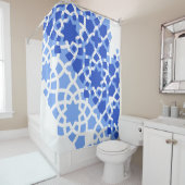 Zomerstrand blauw Marokkaanse tegel Douchegordijn (In situ)