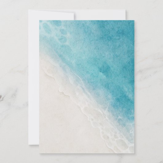 Zomerstrand Blauwe Bestemming Trouw Uitnodiging (Achterkant)