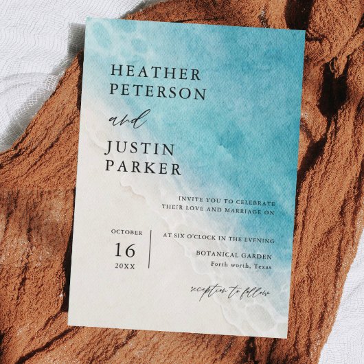 Zomerstrand Blauwe Bestemming Trouw Uitnodiging