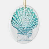 zomerstrand blauwgroen blauwe waterverf zeeschildp keramisch ornament (Rechts)