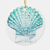 zomerstrand blauwgroen blauwe waterverf zeeschildp keramisch ornament (Voorkant)