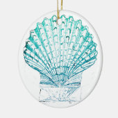 zomerstrand blauwgroen blauwe waterverf zeeschildp keramisch ornament (Links)