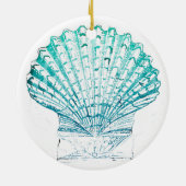 zomerstrand blauwgroen blauwe waterverf zeeschildp keramisch ornament (Achterkant)