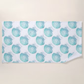 zomerstrand blauwgroen blauwe waterverf zeeschildp strandlaken (Voorkant)