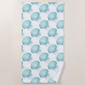 zomerstrand blauwgroen blauwe waterverf zeeschildp strandlaken (Voorkant)