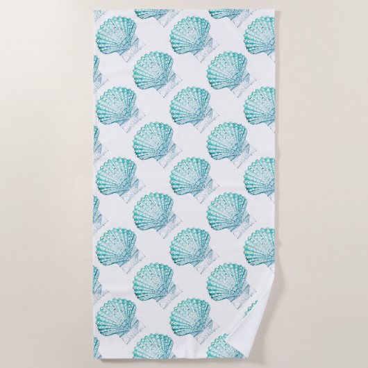 zomerstrand blauwgroen blauwe waterverf zeeschildp strandlaken (Voorkant)