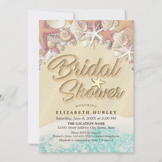 Zomerstrand Bruiloft Bridal Shower Zeester Kaart (Voorkant)