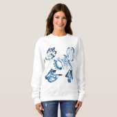 zomerstrand chic indigo blauwe waterverf seashell trui (Voorkant volledig)