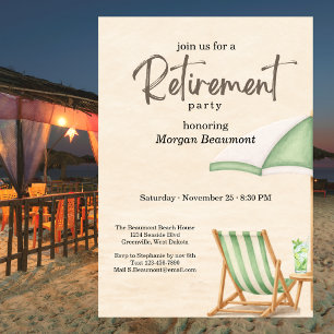 Zomerstrand Elegante Groene Stoelen Pensioenfeest Kaart