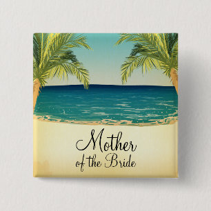 Zomerstrand en palmbomen Moeder van de bruid Vierkante Button 5,1 Cm