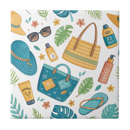 Zomerstrand Essentials Patroon (1) Tegeltje (Voorkant)