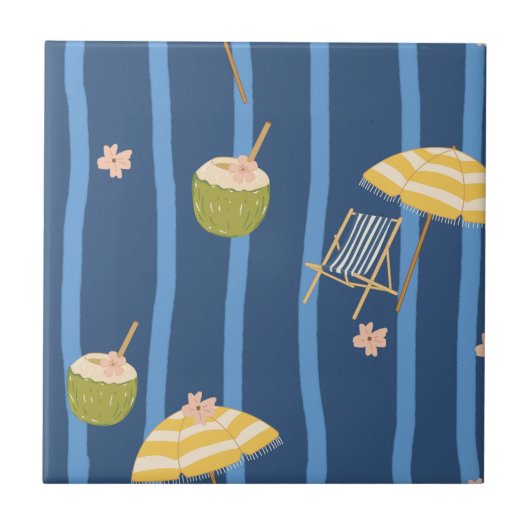 Zomerstrand Essentials Patroon (2) Tegeltje (Voorkant)