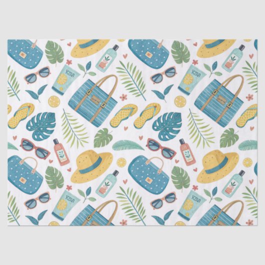 Zomerstrand Essentials Patroon (2) Tissuepapier (Voorkant)