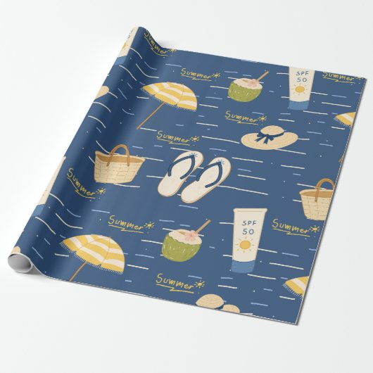 Zomerstrand Essentials Patroon (3) Cadeaupapier (Uitgerold)