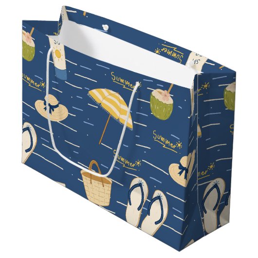 Zomerstrand Essentials Patroon (3) Groot Cadeauzakje (Voorkant Gekanteld)