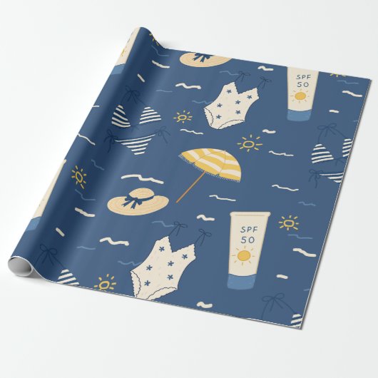 Zomerstrand Essentials Patroon (4) Cadeaupapier (Uitgerold)