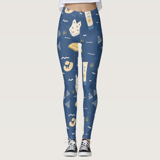 Zomerstrand Essentials Patroon (4) Leggings (Voorkant)